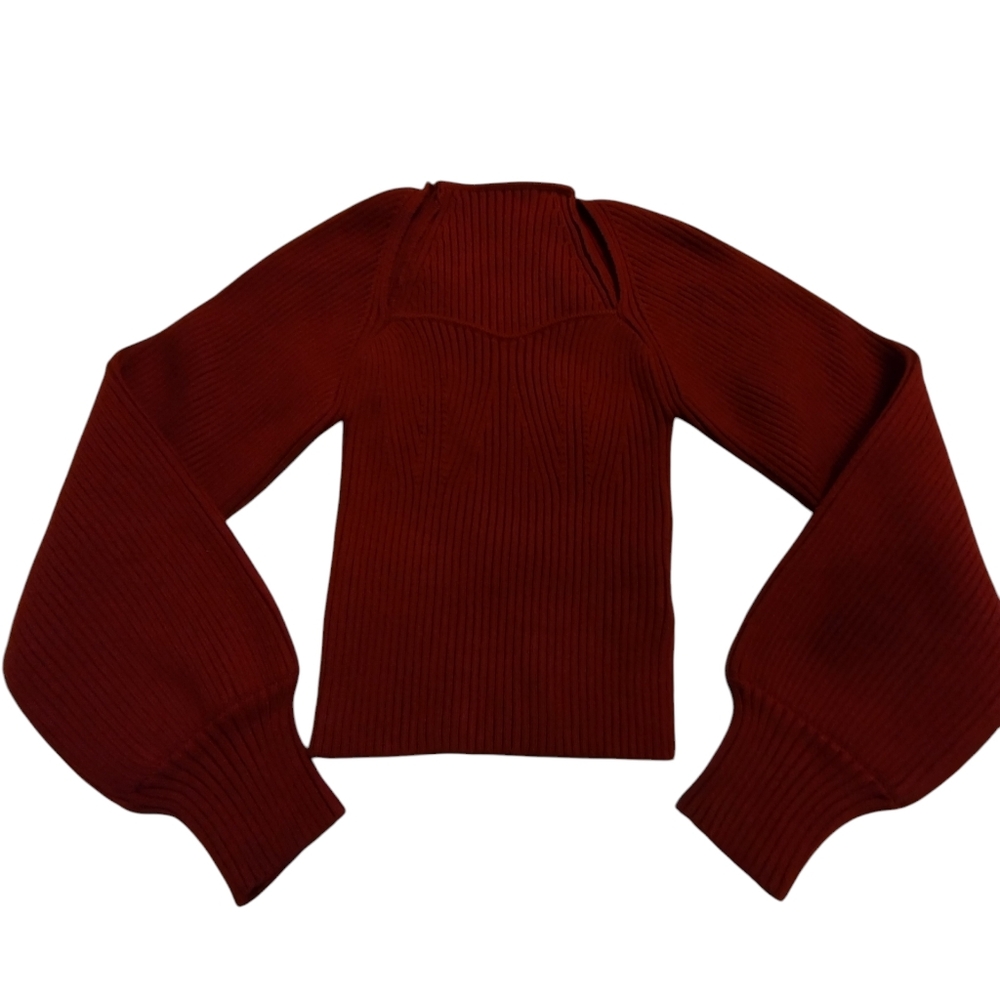 EUC Dazy Trendy Rust Red Burgundy Women's Cropped Ribbed Sweater XL